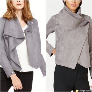 Anne Klein Rocky Shore Faux-Suede Asymmetrical Jacket. Sz L